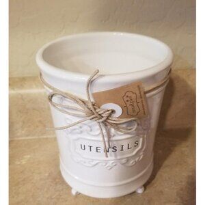New Circa Utensil Ceramic Holder, 6.5"x5" dia, Utensils